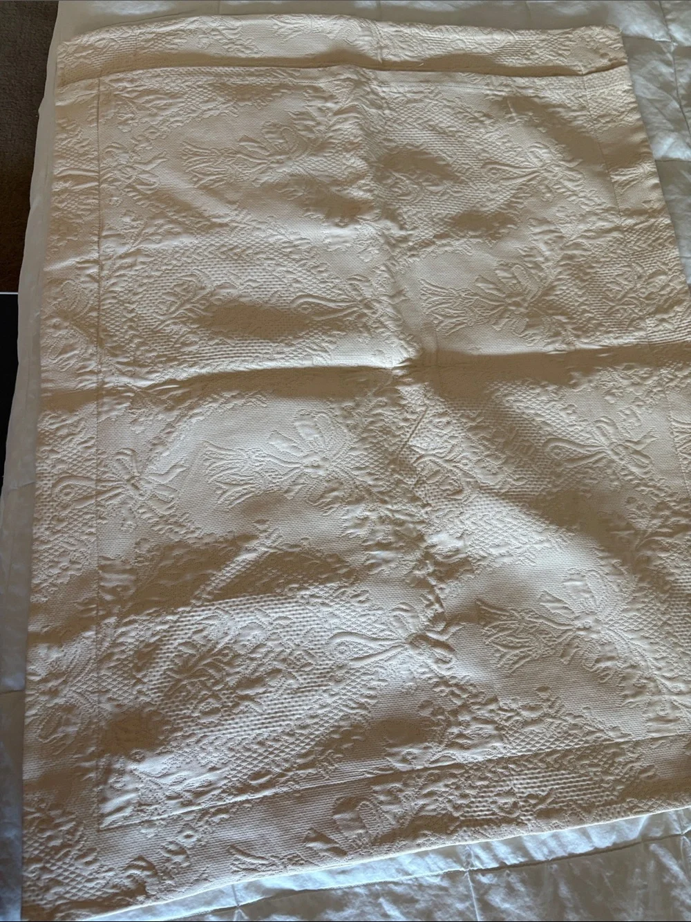 Embroidered Ivory standard size sham new never used SFERRA